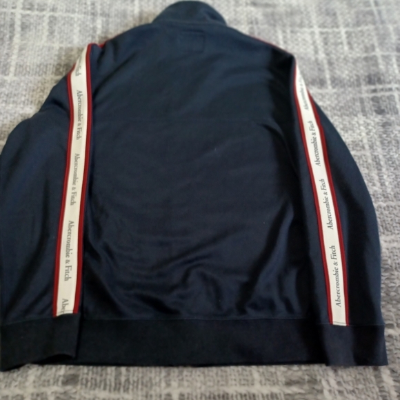 Y2K Abercrombie & Fitch Track Jacket Men's Sz XS Navy Striped Full Zip Fits M Wo - Picture 7 of 10